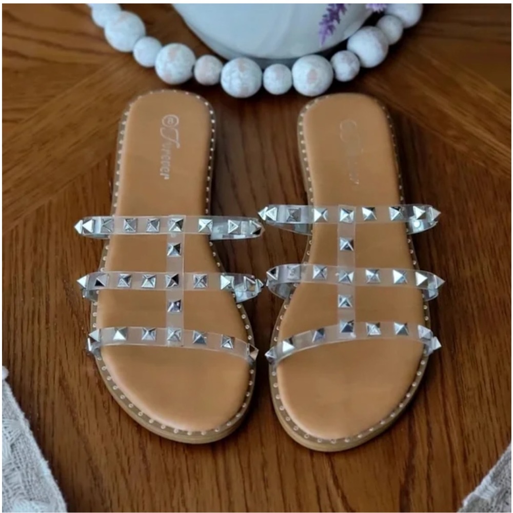 Forever brand clear studded jelly sandals